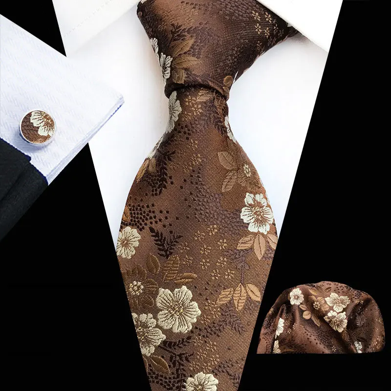 Горячее предложение! Распродажа! Мужской классический 8 см шелковый галстук(шейный галстук с карманом Квадратные запонки) Цветочный шейный платок лот для свадебной вечеринки