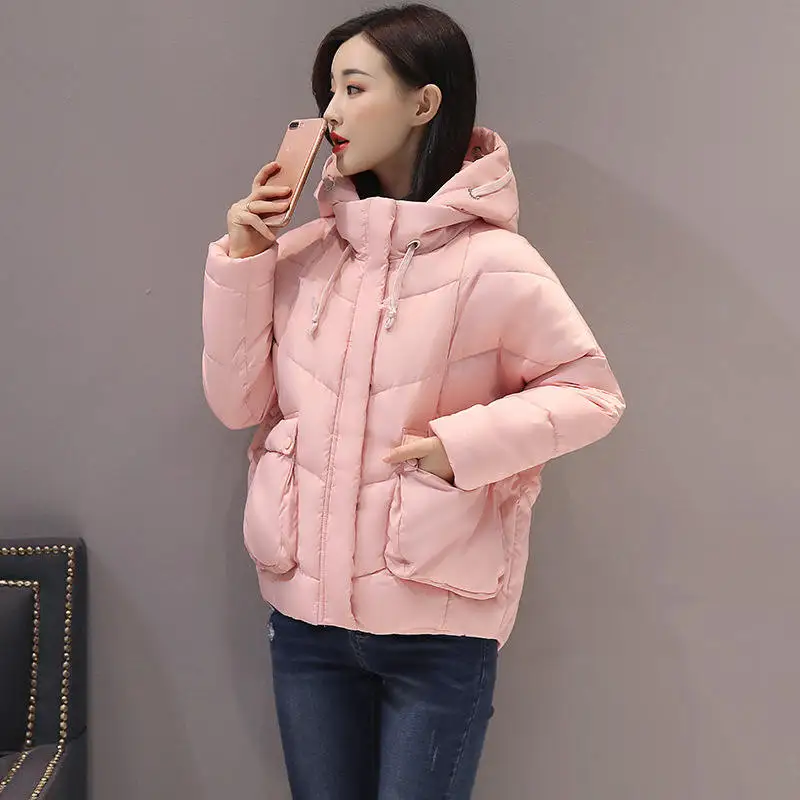 Новинка Harajuku BF короткая парка зимняя куртка женские пальто с капюшоном базовые