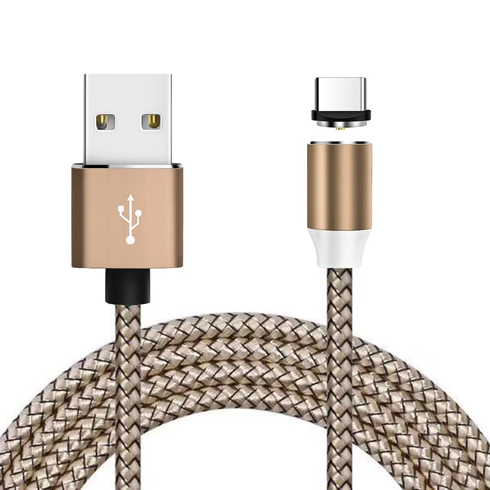 for type c GOLD Магнитный зарядный кабель Micro USB для iPhone 7, XR, samsung, J5, S7, S6, A70, Xiaomi, магнитное зарядное устройство, кабель usb type-C, провод - Цвет: for type c GOLD