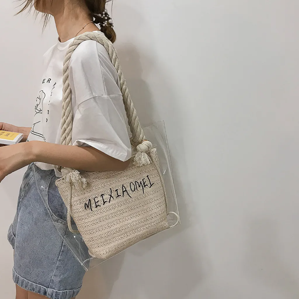 Женская Соломенная Сумка простые универсальные сумки на плечо большая