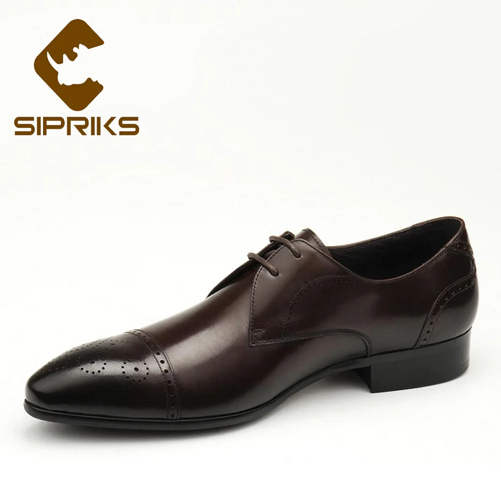 Sipriks итальянские мужские Кожаные броги винтажные черные на шнуровке