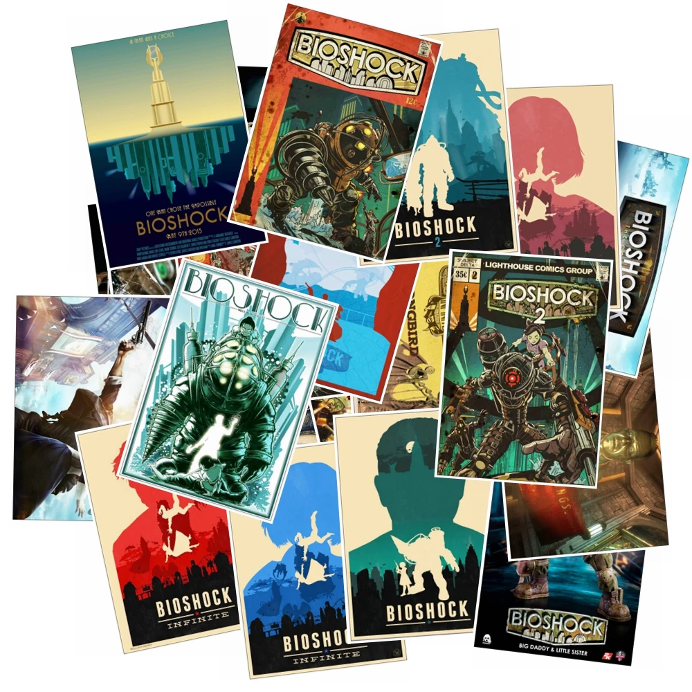 25 шт. Bioshock наклейки из игры Водонепроницаемый виниловый плакат стикер автомобили Грузовики Vans стены ноутбука Наклейка багаж настенные игрушки стикер s