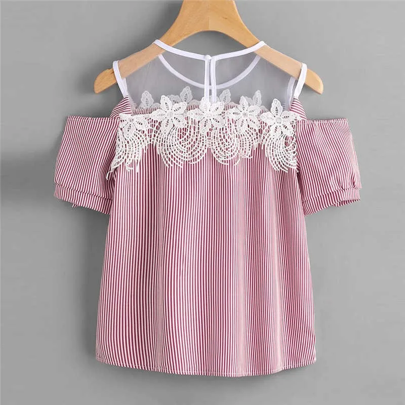 Модные женские кружевные цветочные топы с бантом и открытыми плечами