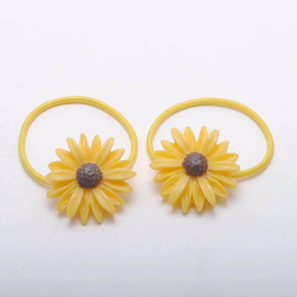 2.5cm Girls Elastic Hair Bands Daisy Flower Hair Tie Cute Hair Gum Hair Accessories Gift For Kids