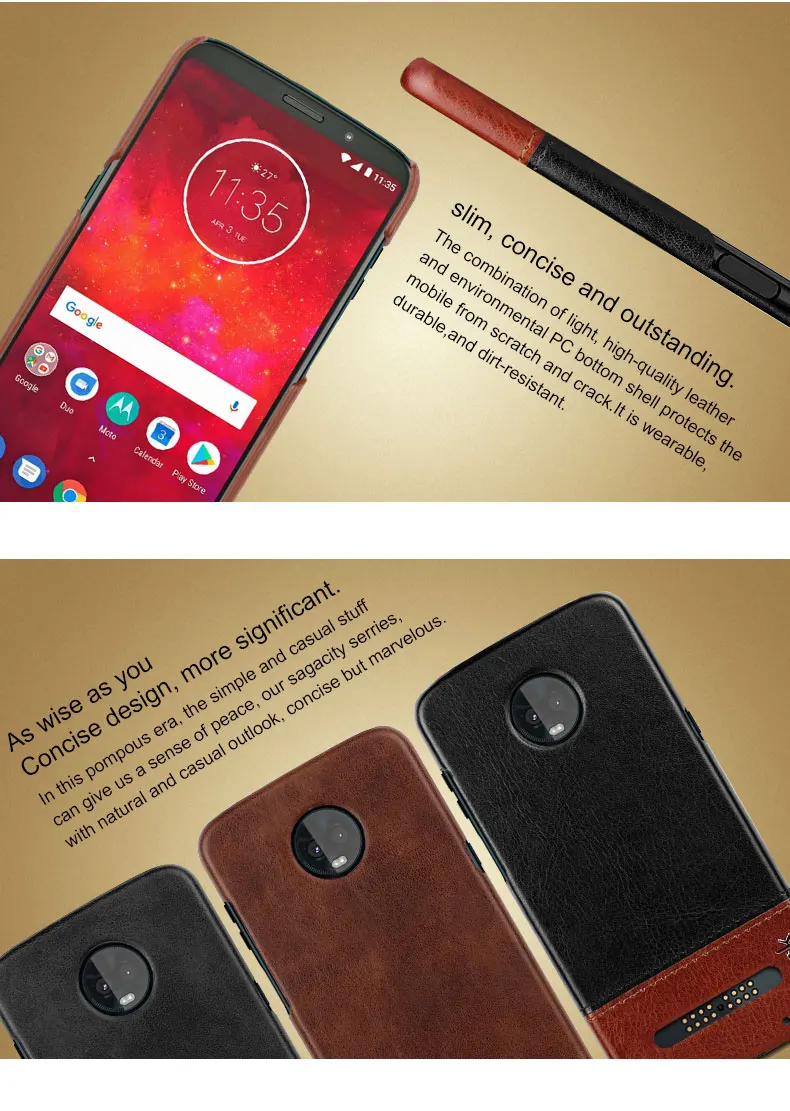 Imak Роскошные Ruiyi чехол для Motorola MOTO Z3/Z3 Play чехол тонкий чехол для задней панели телефона оболочки жесткий ПУ ПК coque Бизнес облегающие накладки