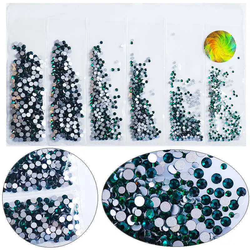 Emerald Ss3 ss4 ss5 ss6 ss8 ss10 многоразовые стеклянные стразы для ногтей украшение для ногтей камни блестящие камни стразы 1728 шт - Цвет: Emerald