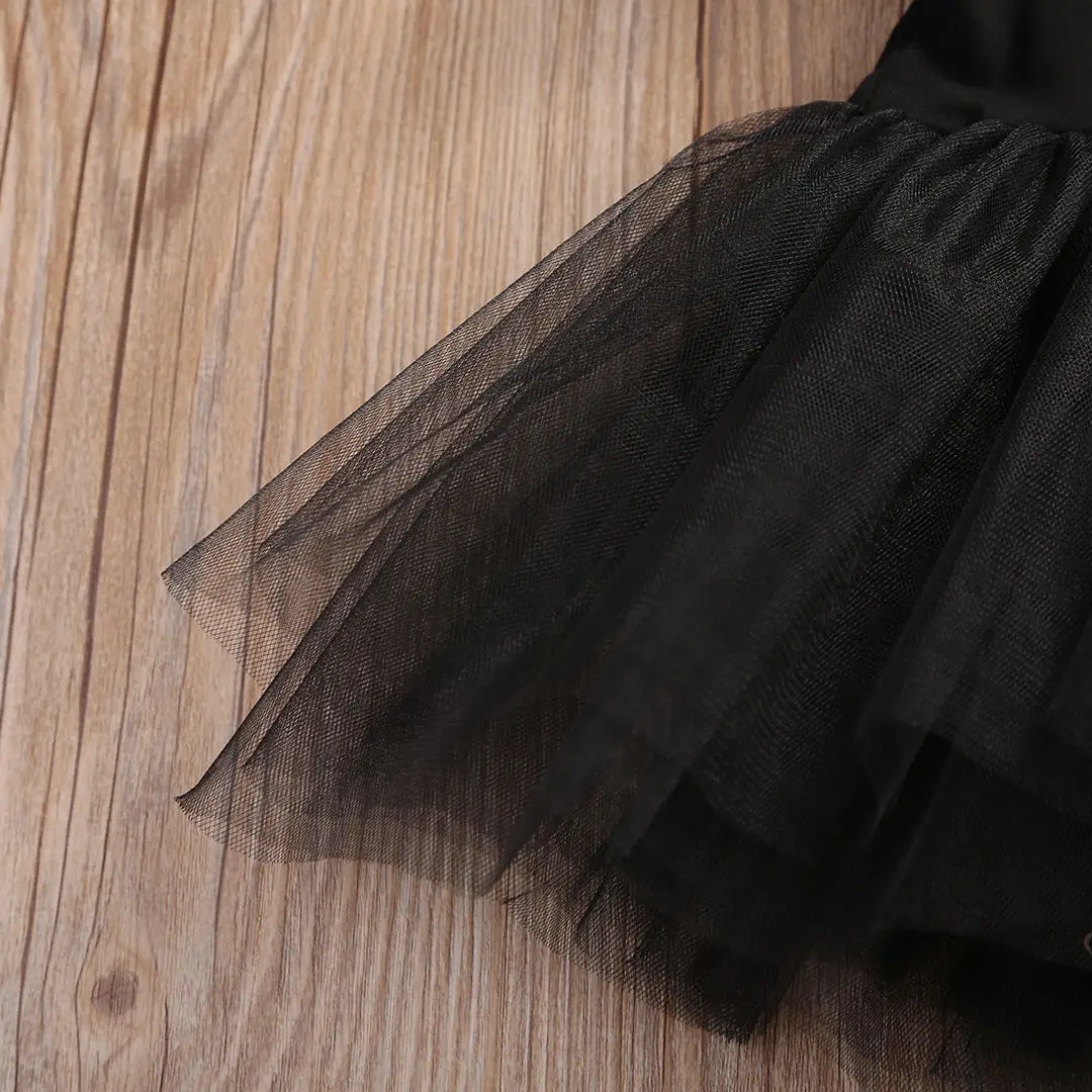 Летняя детская одежда для маленьких девочек Черное Кружевное боди пачка милый