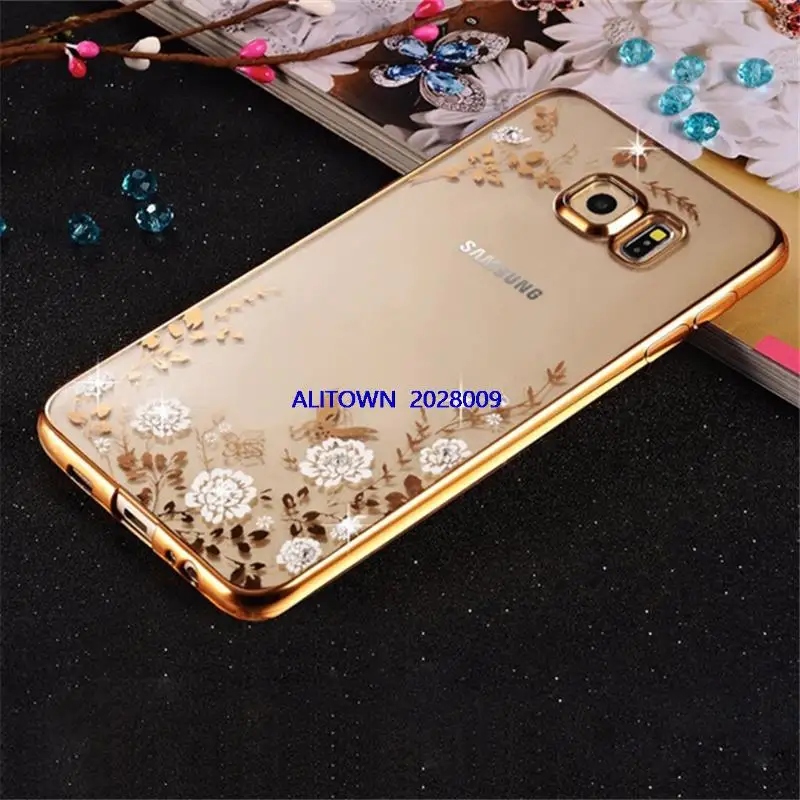 500 ШТ. Цветок Гальванических диаманта bling ясно мягкий чехол tpu для samsung galaxy s7 edge g9350