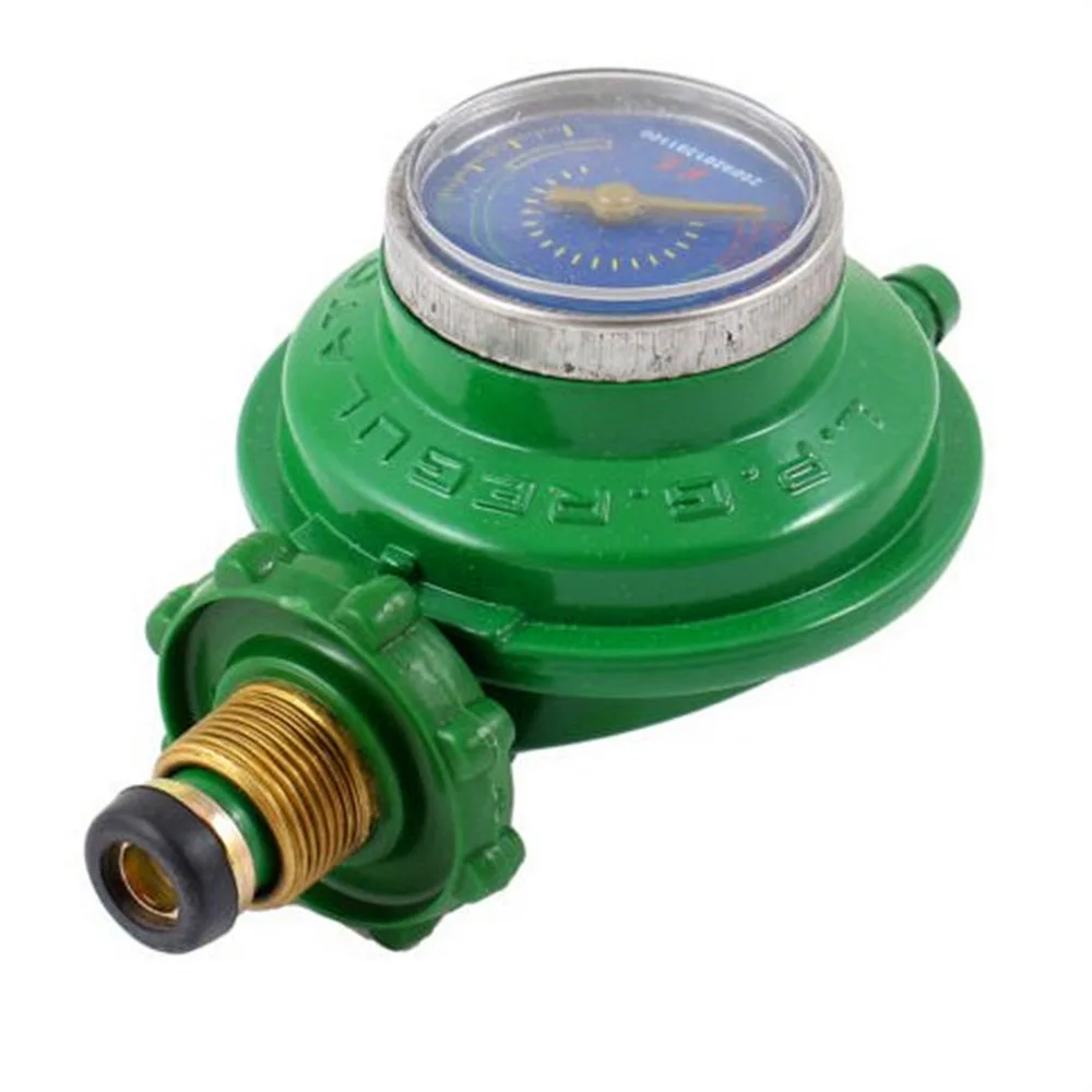 

1 Pc 1 Inlet 1 Outlet Liquefied LGP Gas Gauge Pressure Regulator Green Free Shipping