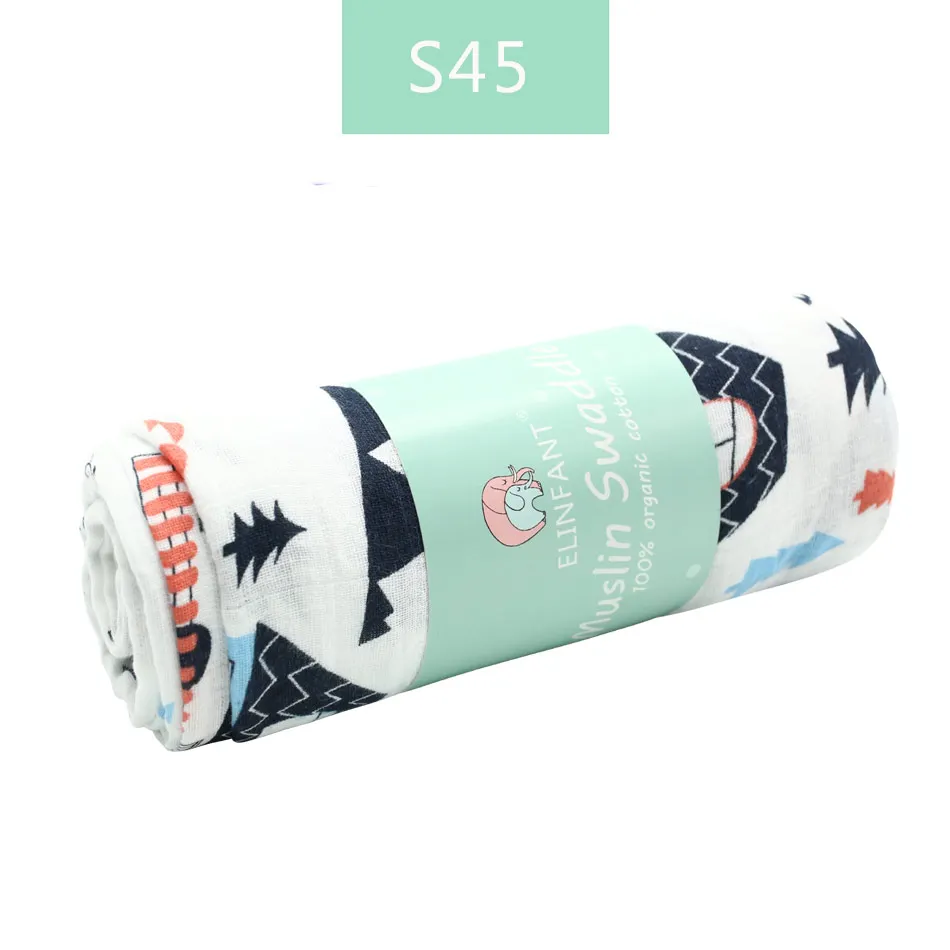 S45 Elinfant муслиновые хлопковые пеленки моющиеся детские блэнкеты для новорожденных детские одеяла черные и белые марлевые банные полотенца - Цвет: S45