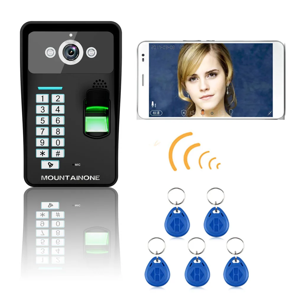 HD 720P беспроводной WIFI RFID пароль Распознавание отпечатков пальцев видео дверной