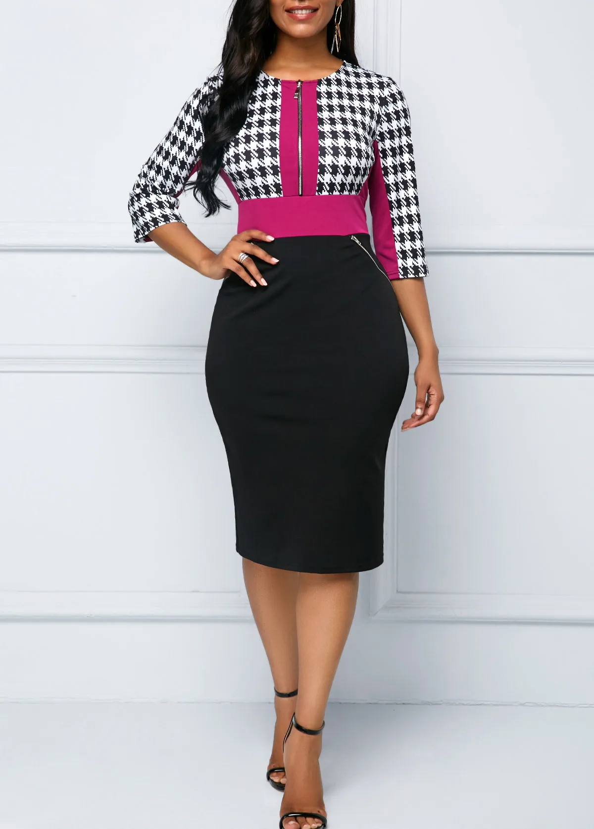 Winter Autumn Dress Women Casual Plus Size Slim Office Pencil Bodycon Dresses Elegant Vintage Sexy Plaid Party Dress 5XL