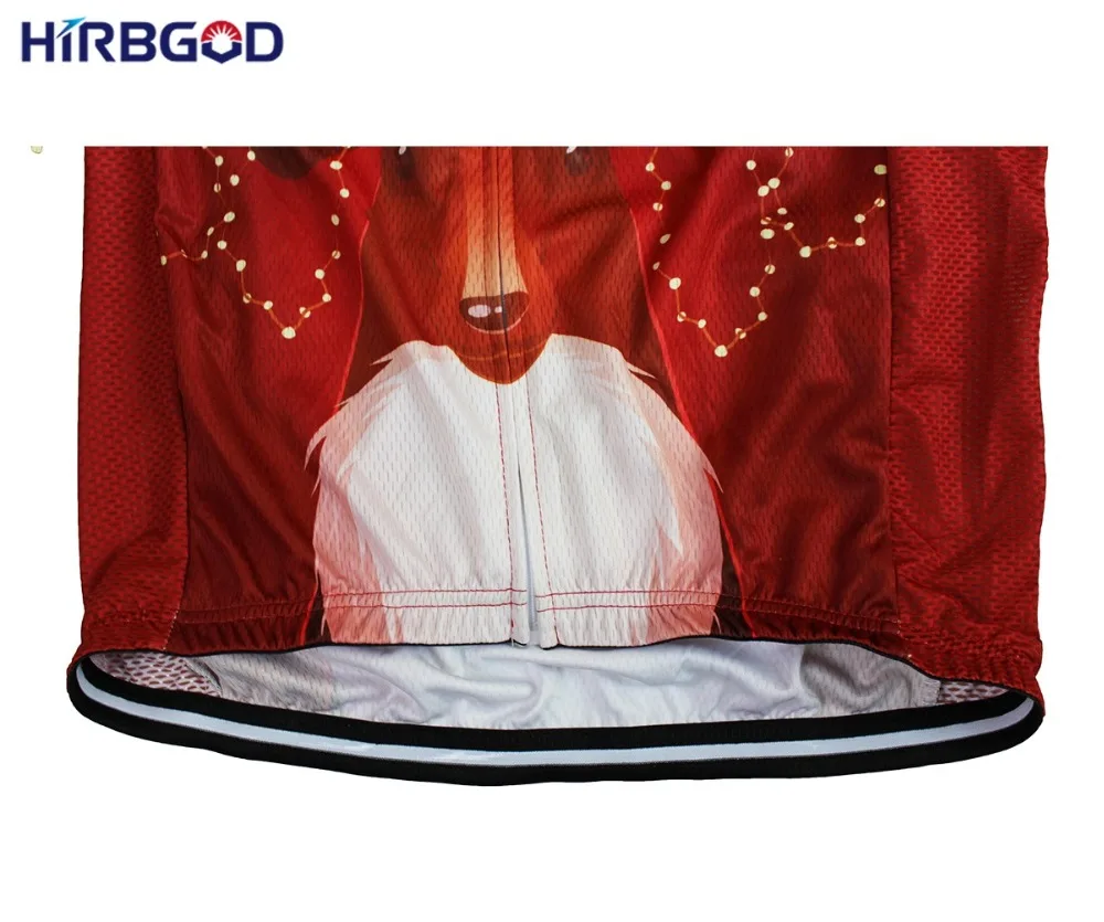 HIRBGOD мужской Рождественский олень красный Велоспорт Джерси с длинным рукавом