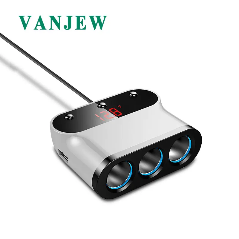 Автомобильный прикуриватель VANJEW C12 с 3 разъемами адаптер питания 2 usb-порта