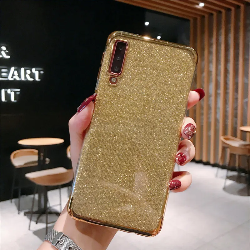 Golden Силиконовый блестящий чехол для телефона для samsung Galaxy A5 A6 A7 A8 плюс A9 Крышка для samsung J2 J3 J4 J5 J6 J7 рro рrime J8 - Цвет: Golden