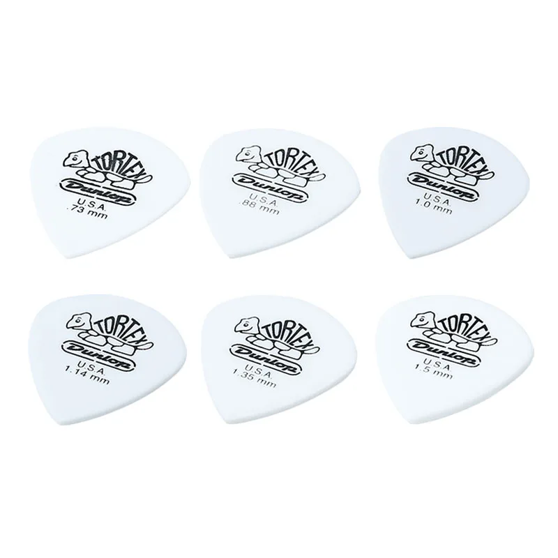 6 шт Dunlop Tortex белый медиаторы бас посредника акустической гитары аксессуары классический 0,73/0,88/1,0/1,14/1,35/1,5 мм выбирает