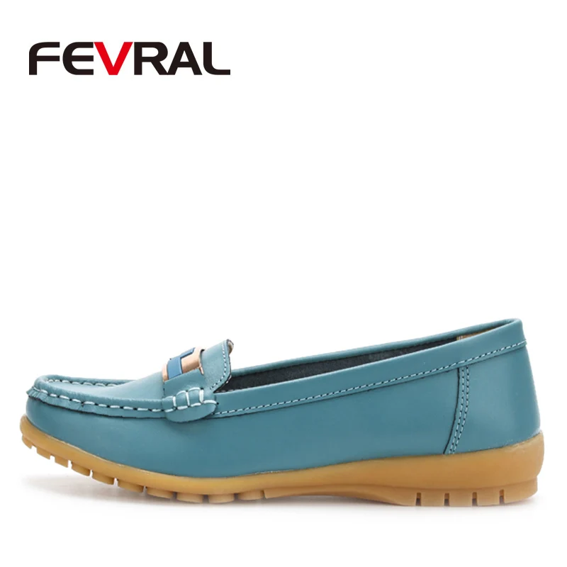 FEVRAL/модная повседневная женская обувь; коллекция года; женская обувь из натуральной кожи на плоской подошве; 4 однотонных цвета; Лоферы без застежки; женская обувь на плоской подошве; Мокасины