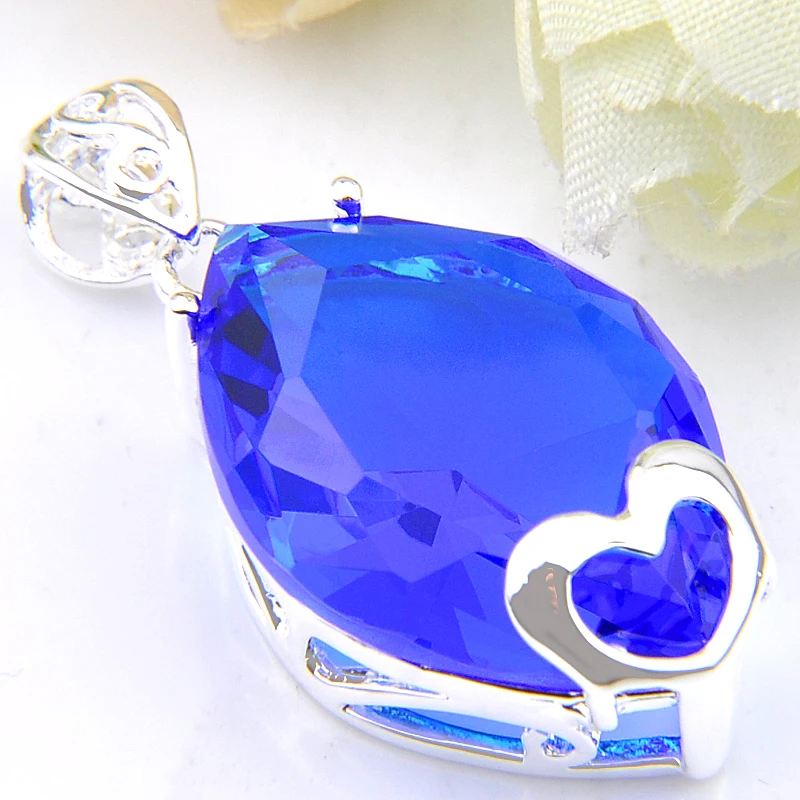 Акция от luckyshine серьги в виде сердца с серебряным покрытием огненные синие