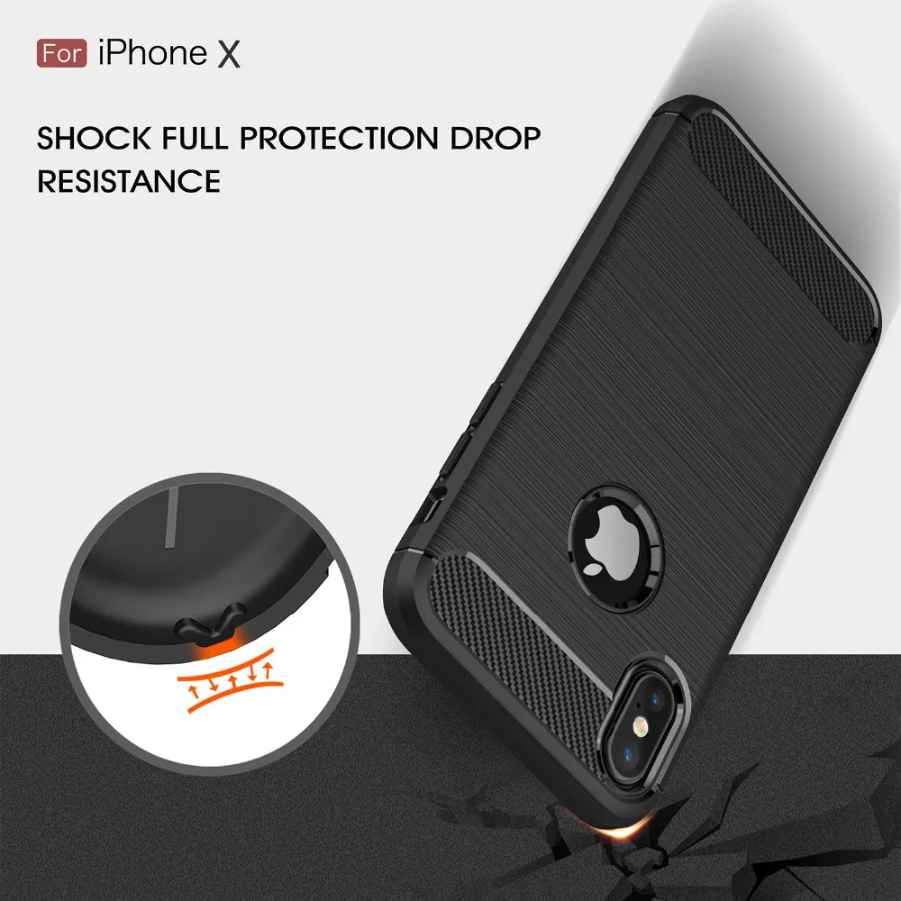 Чехол для iPhone 7 8 6 6s X XS 11 Pro Max крышка силиконовый чехол Plus мягкий из углеродного