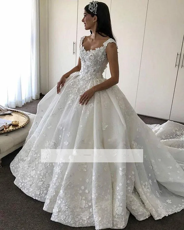 Boho Vestido De Noiva мусульманские свадебные платья бальное платье с v-образным вырезом кепки рукава Аппликации кружево Дубай арабское свадебное платье свадебные