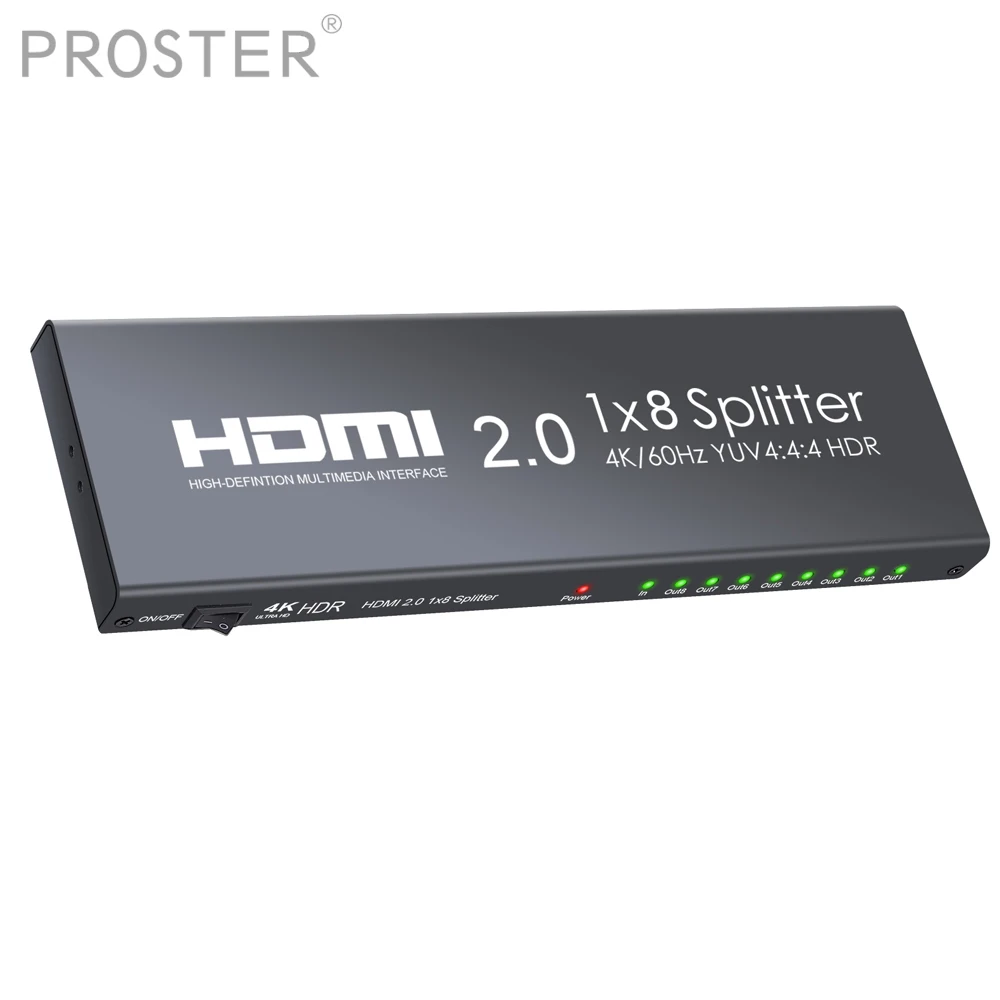 PROZOR HDMI совместимый 2 0 сплиттер поддержка 4K/60Hz YUV 4:4:4 HDR 1 в 8 out усилитель