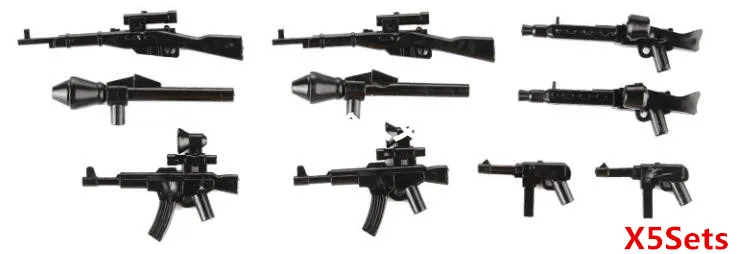 WW2 Parts German Building Blocks Soldier Arms Base Weapon Gun SWAT Team Police M0C Figure Brick Toys Compatible Military C074 - Цвет: weapons-5Sets