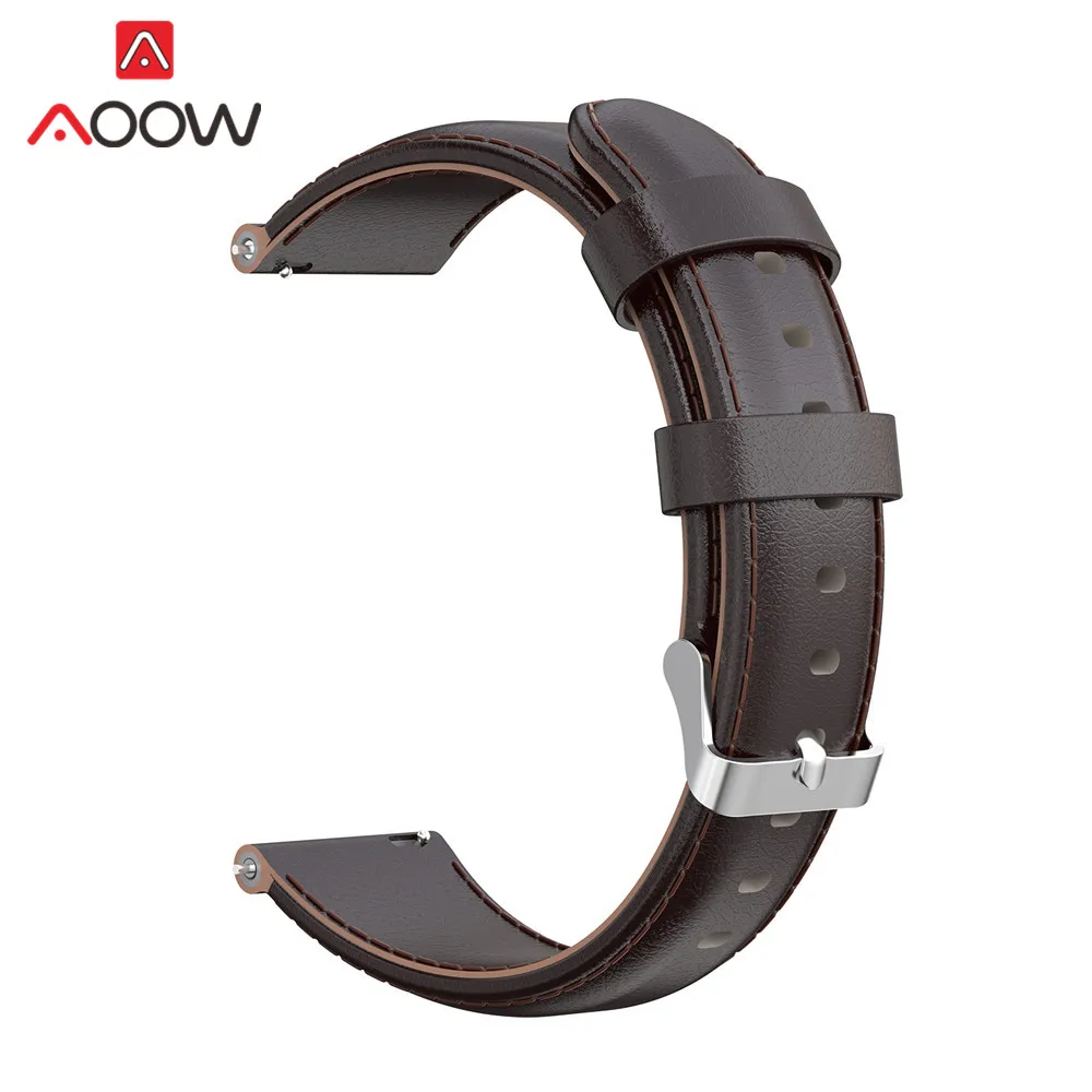 Coffee 20 мм 22 мм ремешок из натуральной кожи для samsung Galaxy Watch 42 мм 46 мм Active gear Sport S3 S2 быстросъемный браслет ремешок - Цвет ремешка: Coffee