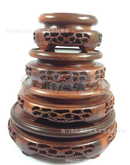 

Mahogany red wood crafts rosewood base full flower floor stone base sets of four-base