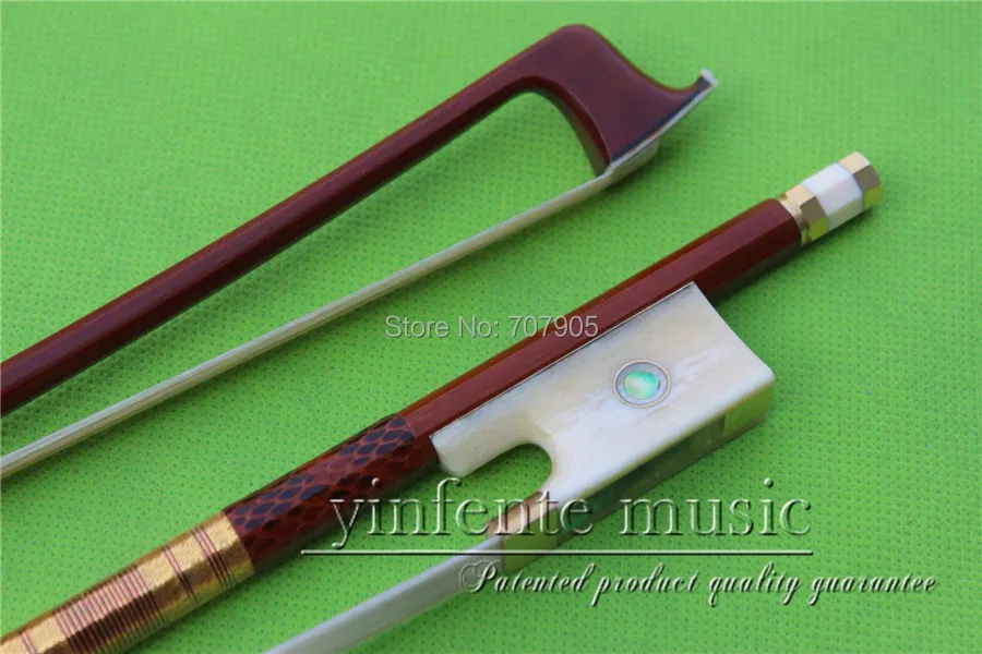 NJX-0044# 4/4 Brazilwood Violin Bow  white OX horn   f rog 1 pcs    Straight Pretty inlay Color