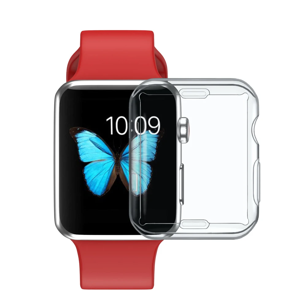 Силиконовый мягкий защитный чехол для apple watch band 42 мм 38 Ультратонкий Прозрачный