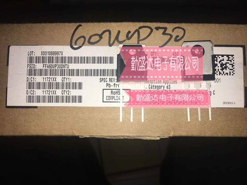 100% новый и оригинальный диод для восстановления FFA60UP30DN FF60UP30DN до-247 60A 300V |