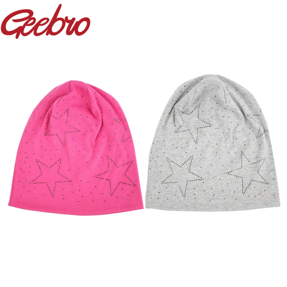 Geebro Женская облегающая шапка Осенняя Повседневная со звездами для женщин