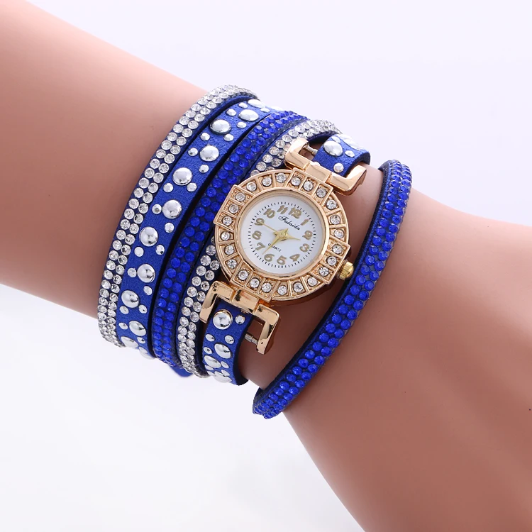 Женские Аналоговые кварцевые часы с ремешком из ПУ кожи со стразами | Наручные