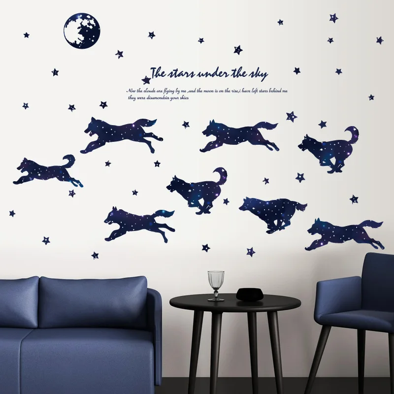 

Starry Sky Wolves Wall Sticker Art Background Muurstickers Home Decor Home Decor Living Room Autocollant Mural