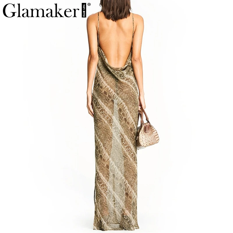 Женское длинное пляжное платье Glamaker прозрачное с высоким разрезом и открытой