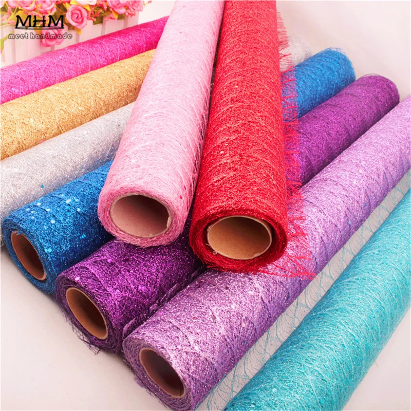 Красивая кружевная блестящая сетка с блестками упаковка для букета материал: