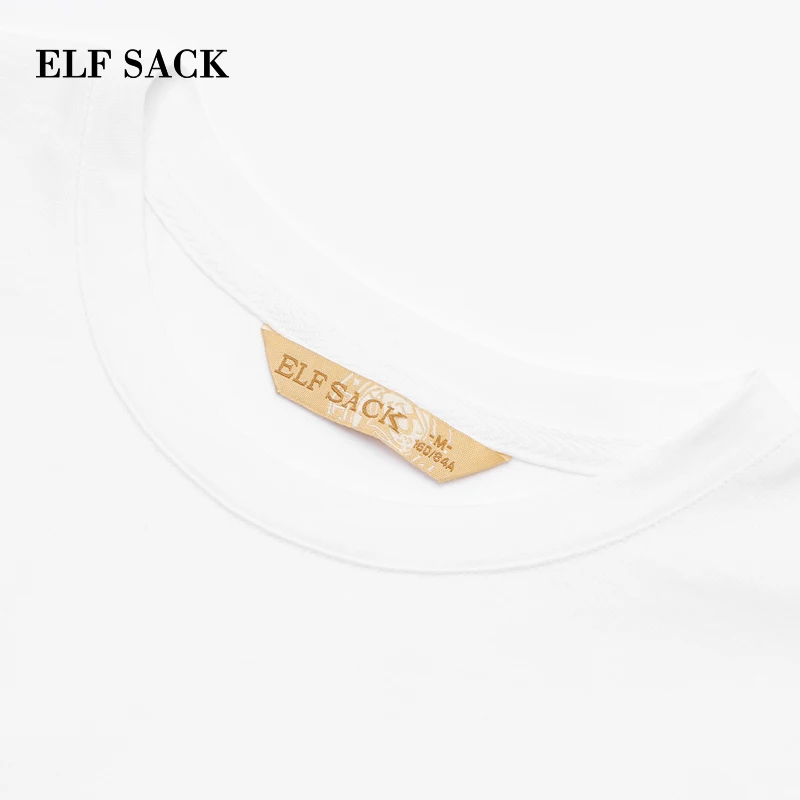 ELFSACK 2019 женские футболки топы стильные с круглым вырезом повседневные вышитыми