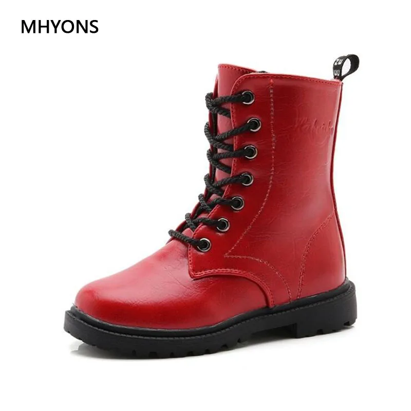 Детские ботинки в британском стиле MHYONS водонепроницаемые мартинсы с высоким