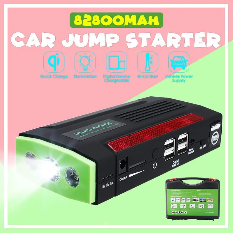 Audew мульти-Функция Портативный 12V автомобиль скачок стартер 600APeak 82800 мА/ч, Батарея усилитель Мощность для автомобиля, Зарядное устройство 4 USB Порты и разъёмы
