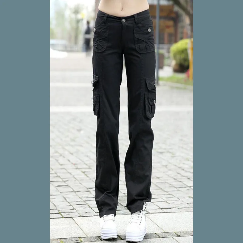 Размера плюс Pantalon Femme Для женщин тренировочные хлопковые военные армейские брюки карго комбинезоны для девочек прямые брюки с несколькими карманами, брюки