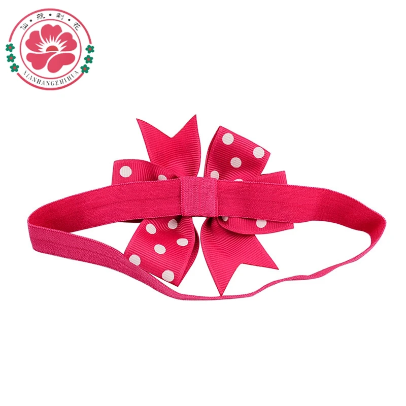 20 шт./лот повязка на голову для девочек эластичная с волнистым бантом в горошек