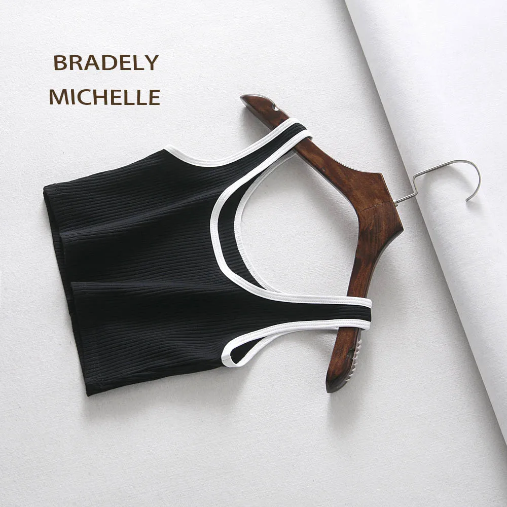 BRADELY MICHELLE сексуальный женский короткий топ с круглым вырезом без рукавов короткий Трикотажный Хлопковый топ