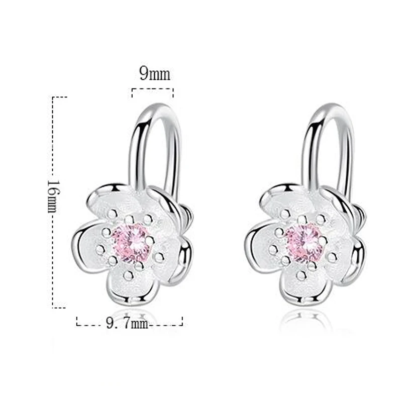 Модные цветочные ушные клипса серьги без отверстия для ушей растение розовый