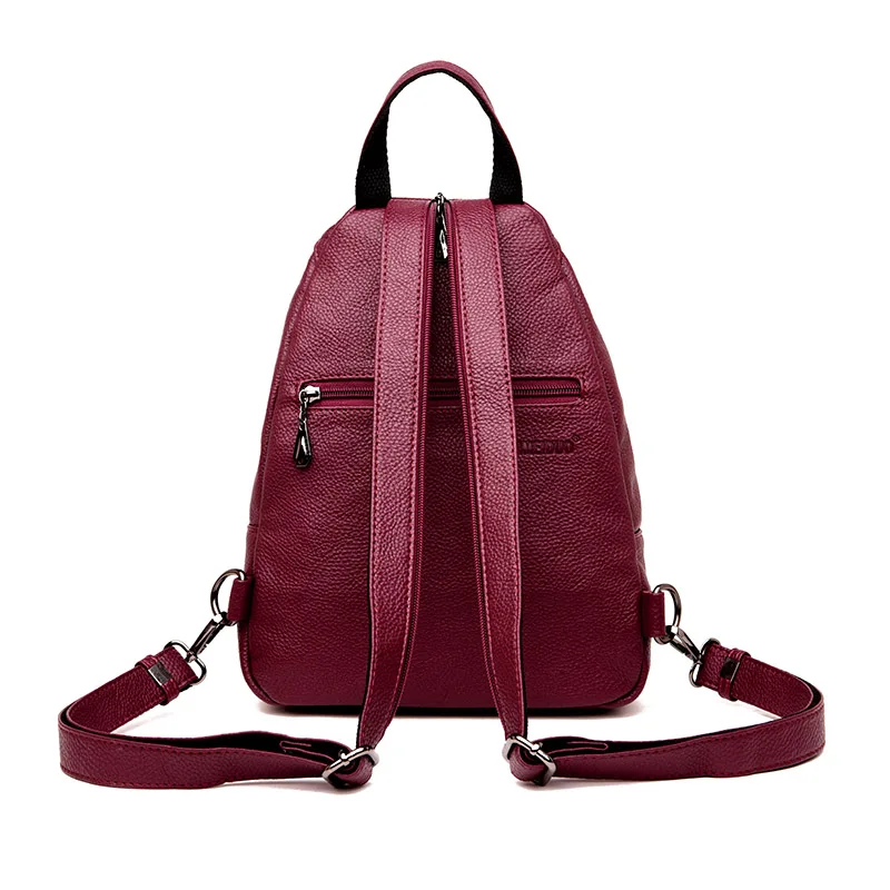 Женский кожаный рюкзак с кисточками винтажный брендовый однотонный для девушек