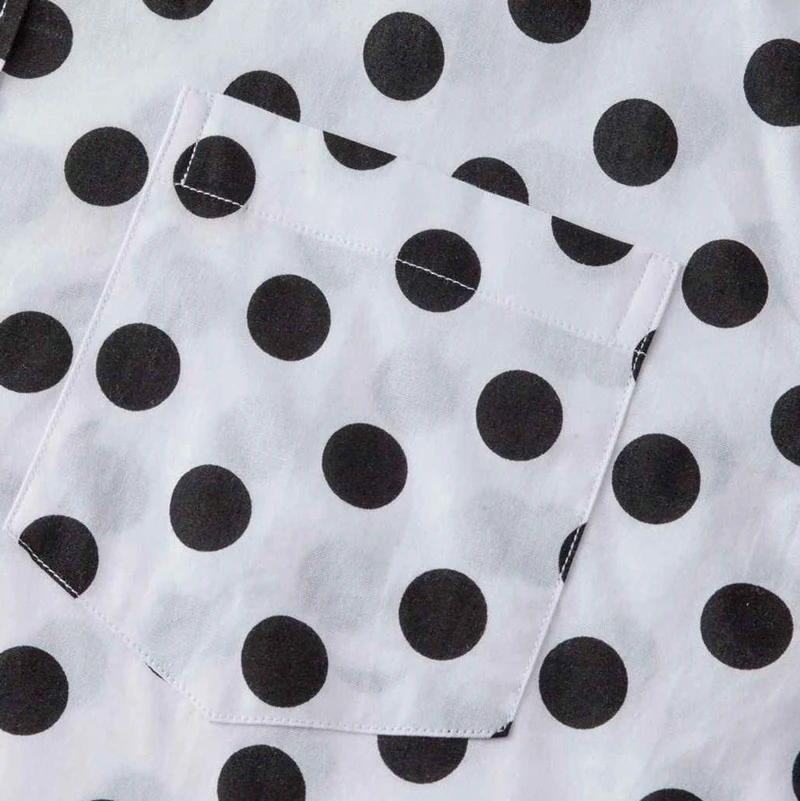 Рубашка мужская приталенная в горошек с длинным рукавом и пуговицами