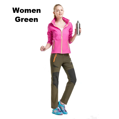 Women Army Green RAY GRACE уличные брюки летние мужские быстросохнущие походные брюки женские водонепроницаемые треккинговые брюки тянущиеся мужские спортивные брюки для рыбалки - Цвет: Women Army Green