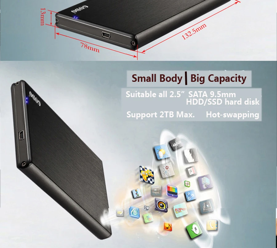 SATA II к USB3.0 2," внешний жесткий диск SSD/HDD корпус/чехол с поддержкой 2 ТБ жесткий диск для ноутбука Macbook PC компьютер