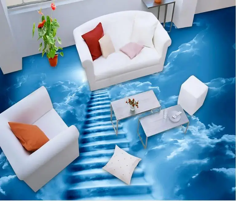 3d Пол ПВХ обои облачная лестницы пол для ванной комнаты роскошные фотообои |