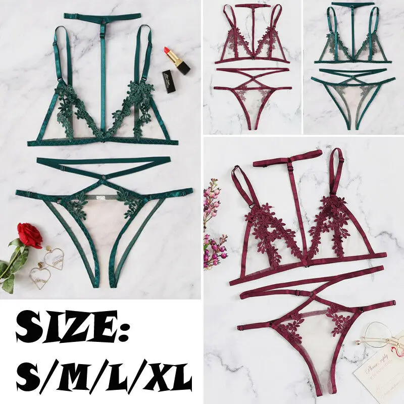 Сексуальное женское кружевное белье Babydoll ночное бюстгальтер + стринги|Комплекты