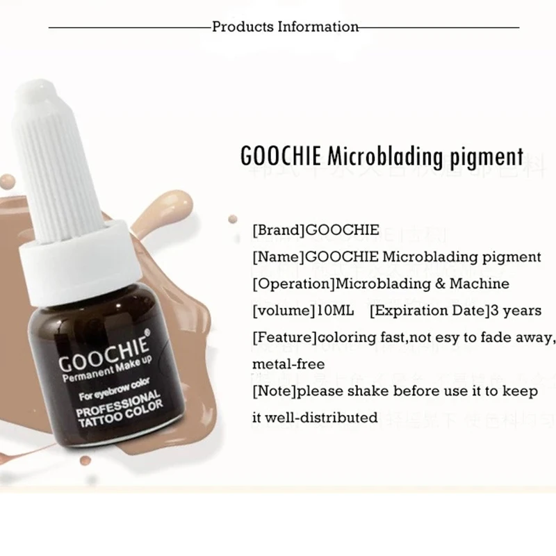 1 шт. GOOCHIE микроблейдинг пигмент Перманентный макияж бровей губ пигмент 6 цветов татуировки чернила бровей пигмент для тату машины чернила